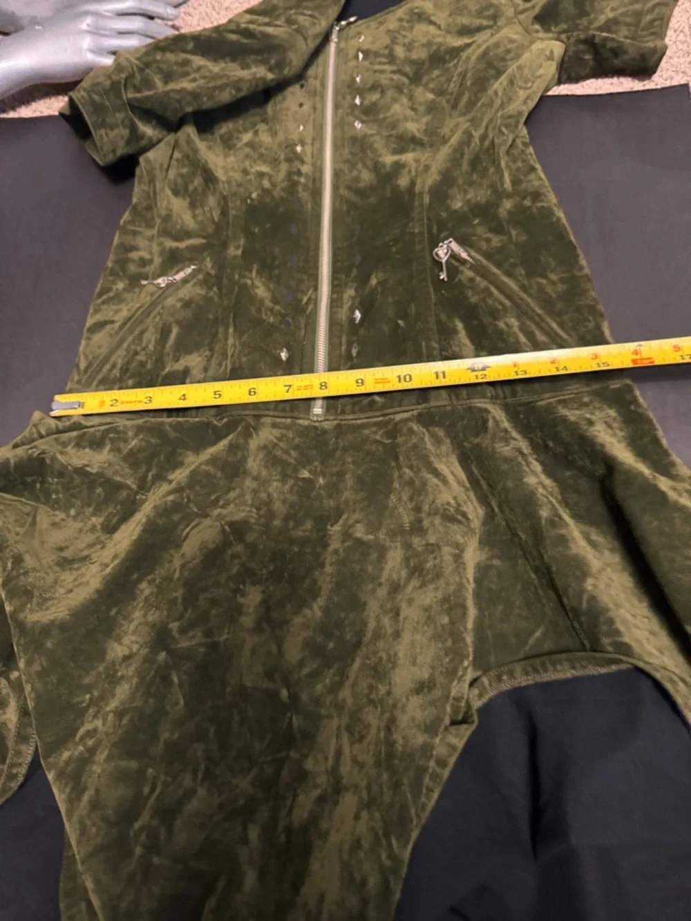 Green Velvet Goth Grunge Dress + Jacket Set - Picture 12 of 14
